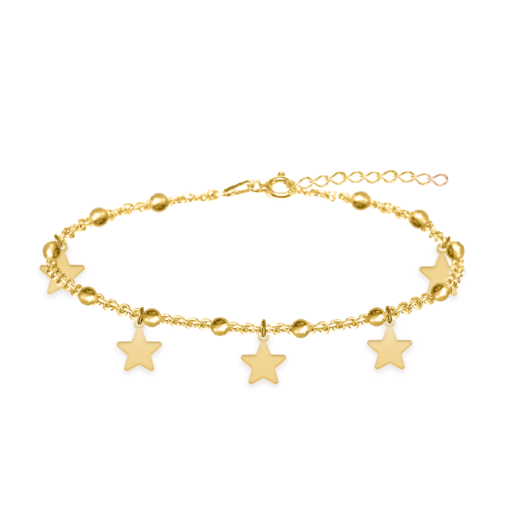 Star Love - Bratara tip salba pentru picior cu stelute din argint 925 placat cu aur galben 24K